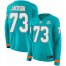 Nike Miami Dolphins #73 Austin Jackson Aqua Green Team Color Womens Stitched NFL Limited Therma Long Sleeve Jersey