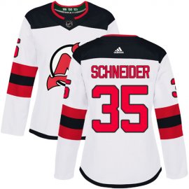 Adidas New Jersey Devils #35 Cory Schneider White Road Authentic Womens Stitched NHL Jersey
