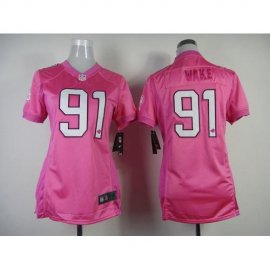 Nike Miami Dolphins #91 Cameron Wake Pink Womens Be Luvd Stitched NFL New Elite Jersey