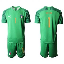 Italy #1 Buffon Green Goalkeeper Soccer Country Jersey