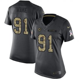 Nike Miami Dolphins #91 Cameron Wake Black Womens Stitched NFL Limited 2016 Salute to Service Jersey