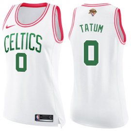 Nike Boston Celtics #0 Jayson Tatum White/Pink Womens 2022 NBA Finals Swingman Fashion Jersey Womens