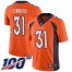 Nike Denver Broncos #31 Justin Simmons Orange Mens Stitched NFL 100th Season Vapor Limited Jersey