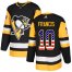 Adidas Pittsburgh Penguins #10 Ron Francis Black Home Authentic USA Flag Stitched NHL Jersey