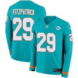 Nike Miami Dolphins #29 Minkah Fitzpatrick Aqua Green Team Color Mens Stitched NFL Limited Therma Long Sleeve Jersey