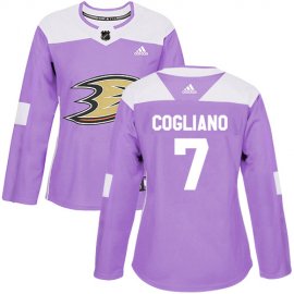 Adidas Anaheim Ducks #7 Andrew Cogliano Purple Authentic Fights Cancer Womens Stitched NHL Jersey