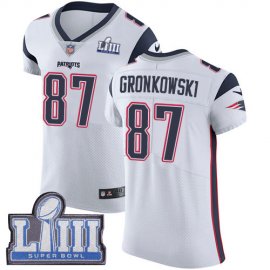Nike New England Patriots #87 Rob Gronkowski White Super Bowl LIII Bound Mens Stitched NFL Vapor Untouchable Elite Jersey