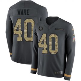 Nike Indianapolis Colts #40 Spencer Ware Anthracite Salute to Service Mens Stitched NFL Limited Therma Long Sleeve Jersey