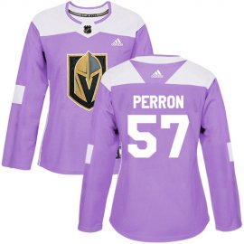 Adidas Vegas Golden Knights #57 David Perron Purple Authentic Fights Cancer Womens Stitched NHL Jersey