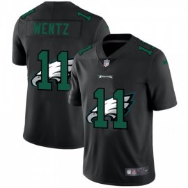 Philadelphia Eagles #11 Carson Wentz Mens Nike Team Logo Dual Overlap Limited NFL Jersey Black
