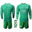 Leicester City Blank Green Goalkeeper Long Sleeves Kid Soccer Club Jersey