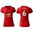 Womens Manchester United #6 Pogba Red Home Soccer Club Jersey