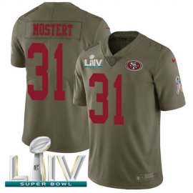 Nike San Francisco 49ers #31 Raheem Mostert Olive Super Bowl LIV 2020 Mens Stitched NFL Limited 2017 Salute To Service Jersey