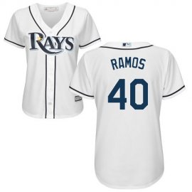 Tampa Bay Rays #40 Wilson Ramos White Home Womens Stitched MLB Jersey