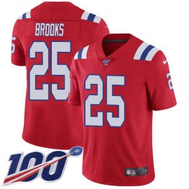 Nike New England Patriots #25 Terrence Brooks Red Alternate Mens Stitched NFL 100th Season Vapor Limited Jersey