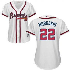 Atlanta Braves #22 Nick Markakis White Home Womens Stitched MLB Jersey