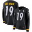 Nike Pittsburgh Steelers #19 JuJu Smith-Schuster Black Team Color Womens Stitched NFL Limited Therma Long Sleeve Jersey