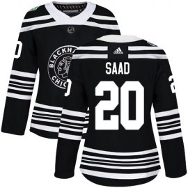 Adidas Chicago Blackhawks #20 Brandon Saad Black Authentic 2019 Winter Classic Womens Stitched NHL Jersey