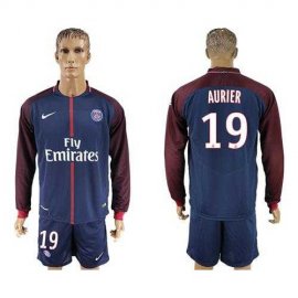 Paris Saint-Germain #19 Aurier Home Long Sleeves Soccer Club Jersey