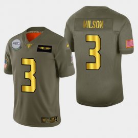 Seattle Seahawks #3 Russell Wilson Mens Nike Olive Gold 2019 Salute to Service Limited NFL 100 Jersey