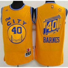 Golden State Warriors #40 Harrison Barnes Gold Throwback The City Stitched NBA Jersey