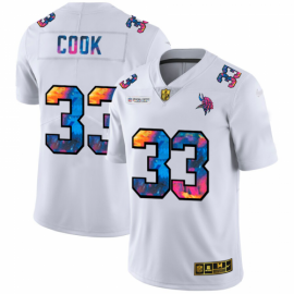 Minnesota Minnesota Vikings #33 Dalvin Cook Mens White Nike Multi-Color 2020 NFL Crucial Catch Limited NFL Jersey