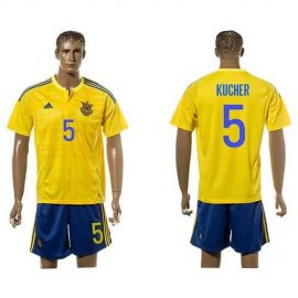 Ukraine #5 Kucher Home Soccer Country Jersey