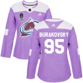 Adidas Colorado Avalanche #95 Andre Burakovsky Purple Womens 2022 Stanley Cup Champions Authentic Fights Cancer Stitched NHL Jersey Womens