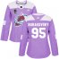 Adidas Colorado Avalanche #95 Andre Burakovsky Purple Womens 2022 Stanley Cup Champions Authentic Fights Cancer Stitched NHL Jersey Womens