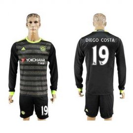 Chelsea #19 Diego Costa Sec Away Long Sleeves Soccer Club Jersey