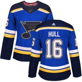 Adidas St. Louis Blues #16 Brett Hull Blue Home Authentic Womens Stitched NHL Jersey