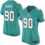 Nike Miami Dolphins #90 Charles Harris Aqua Green Team Color Womens Stitched NFL Elite Jersey