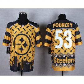 Nike Pittsburgh Steelers #53 Maurkice Pouncey Gold Mens Stitched NFL Elite Noble Fashion Jersey
