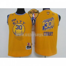 Youth Golden State Warriors #30 Stephen Curry Yellow stitched 2016 The Finals ‘The City NBA Jersey