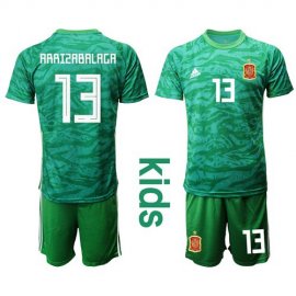 Spain #13 Arrizabalaga Green Goalkeeper Kid Soccer Country Jersey
