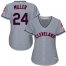 Cleveland Indians #24 Andrew Miller Grey Womens Road Stitched MLB Jersey