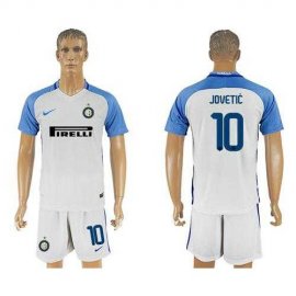 Inter Milan #10 Jovetic White Away Soccer Club Jersey
