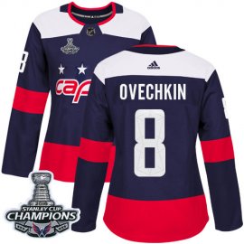 Adidas Washington Capitals #8 Alex Ovechkin Navy Authentic 2018 Stadium Series Stanley Cup Final Champions Womens Stitched NHL Jersey