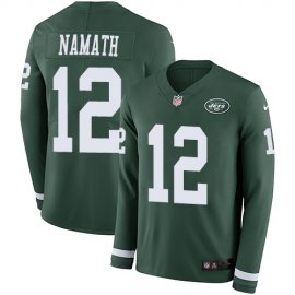Nike New York Jets #12 Joe Namath Green Team Color Mens Stitched NFL Limited Therma Long Sleeve Jersey