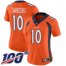 Nike Denver Broncos #10 Emmanuel Sanders Orange Team Color Womens Stitched NFL 100th Season Vapor Limited Jersey