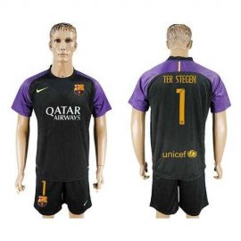 Barcelona #1 Ter Stegen Black Goalkeeper Soccer Club Jersey