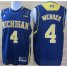 Michigan Wolverines 4 Chirs Webber Blue NCAA Basketball Jerseys