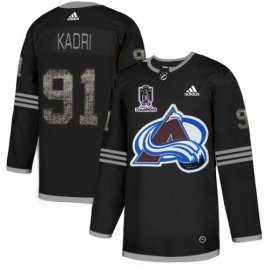Adidas Colorado Avalanche #91 Nazem Kadri Black 2022 Stanley Cup Champions Authentic Classic Stitched NHL Jersey Mens