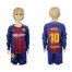 Barcelona #10 Messi Home Long Sleeves Kid Soccer Club Jersey