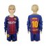 Barcelona #10 Messi Home Long Sleeves Kid Soccer Club Jersey