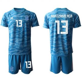 Spain #13 Arrizabalaga Blue Goalkeeper Soccer Country Jersey