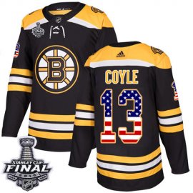 Adidas Boston Bruins #13 Charlie Coyle Black Home Authentic USA Flag 2019 Stanley Cup Final Stitched NHL Jersey