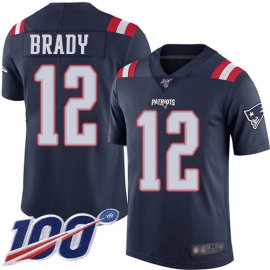 Nike New England Patriots #12 Tom Brady Navy Blue Youth Stitched NFL Limited Rush 100th Season Jersey