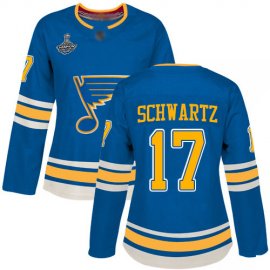 Adidas St. Louis Blues #17 Jaden Schwartz Blue Alternate Authentic Stanley Cup Champions Womens Stitched NHL Jersey