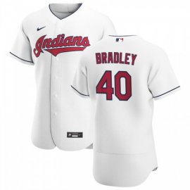 Cleveland Indians #40 Bobby Bradley Mens Nike White Home 2020 Authentic Team MLB Jersey